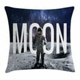 thumbnail image 1 of Outer Space Decor Throw Pillow Cushion Cover, Miniature Toy Astronaut on Foreground of Giant Moon Big Bang Mars Print, Decorative Square Accent Pillow Case, 20 X 20 Inches, Grey Blue, by Ambesonne, 1 of 2