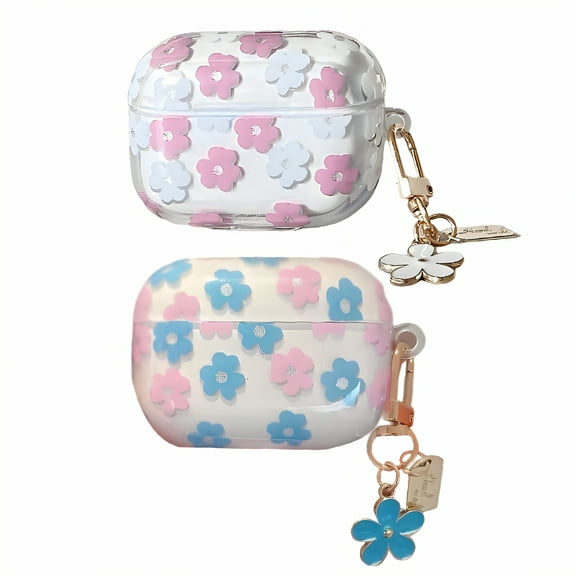 GJX 2Pcs Case for Airpods Pro 2nd Generation,Soft Tpu Protective Case Compatible with Airpods Pro 2,Bloom Print Clear Case for Airpod Pro,Style3