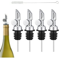 4 Pack Olive Oil Bottle Spout, 304 Stainless Steel Liquor Bottle Pourers for Alcohol Balsamic Vinegar, Auto Flip Top No-drip Olive Oil Dispenser for Kitchen Pours Liquor, Silver