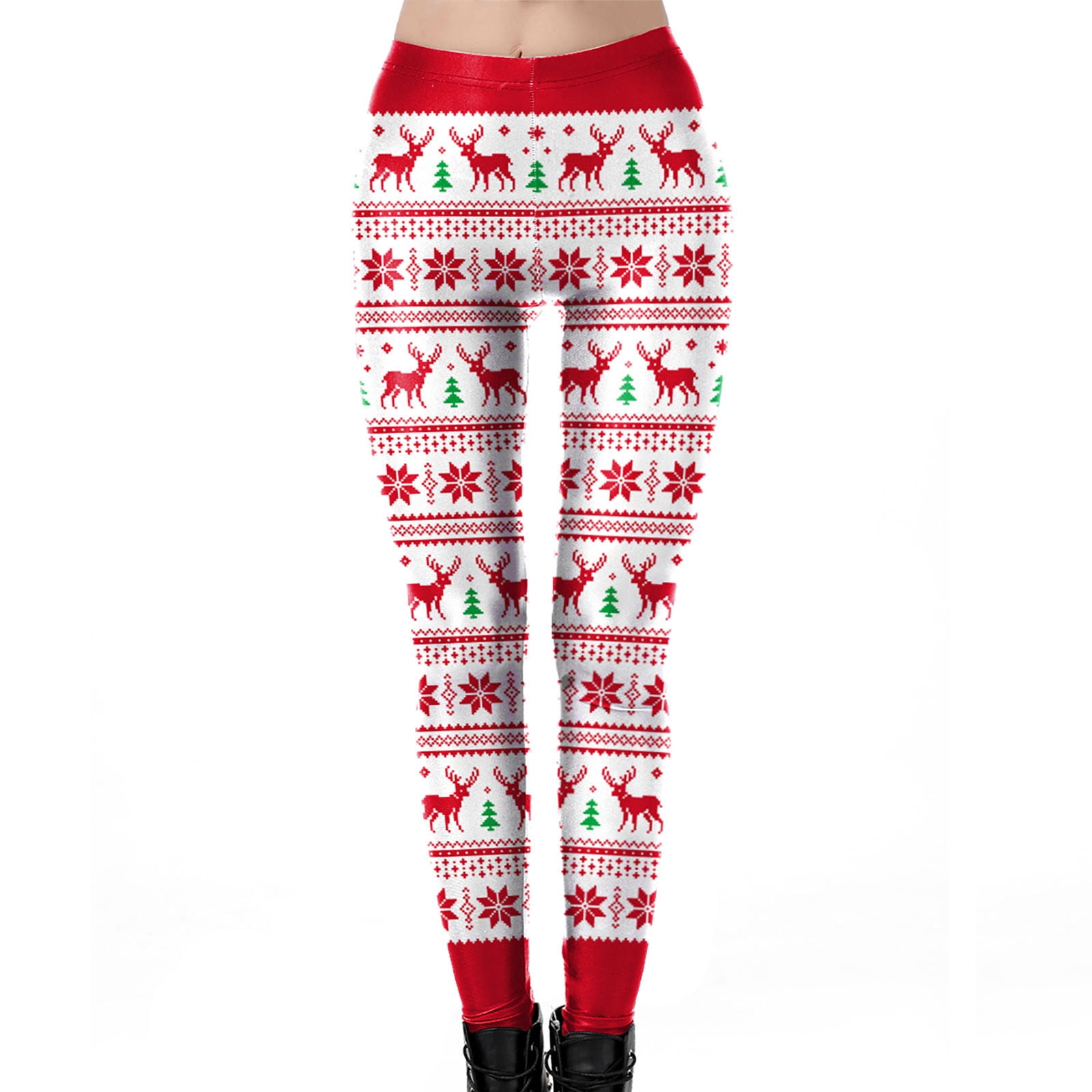 Christmas Leggings Skinny Xmas Jingle Bell Printed for women High Waist Sleepwear Stretchy Tights Trouser Yoga Pants 