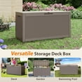 thumbnail image 3 of PATIOEASY 320 Gallon Deck Box, Resin Patio Storage Bench with Secure Latches, Waterproof Outdoor Toys Storage Box for Lawn Mowers, Sun Umbrellas-Coffee, 3 of 7