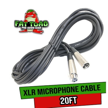 Fat Toad XLR Microphone Cable - 20 ft Professional Pro Audio Mic Cord Patch with Lo-Z Connector - 24 AWG Shielded Wire and Balanced for Impeccable Recording Studio Mixer Live Sound Stage Gear
