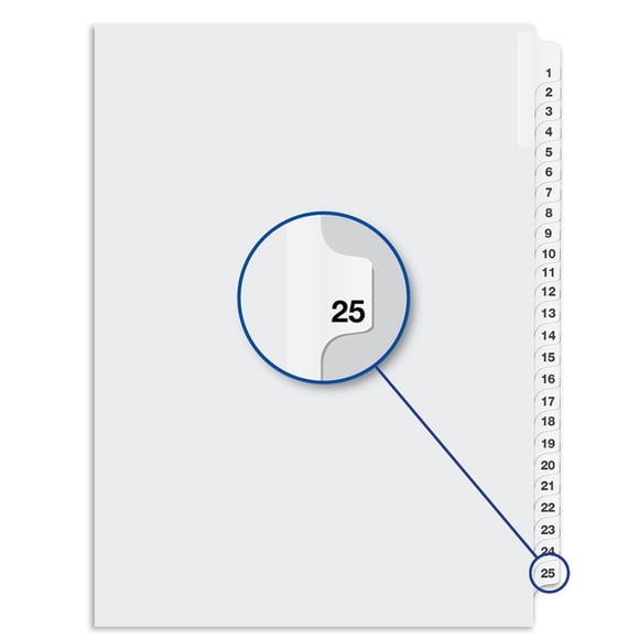 Quest QW1185-1/25-25 Quest Numerical Litigation Index Divider 13 to 25 #25 - 1 Each