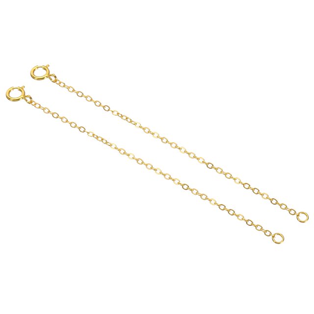 Unique Bargains 3 Inch S925 Silver Necklace Extender Gold Plated Chain Extenders Extension, Golden 2 Pack