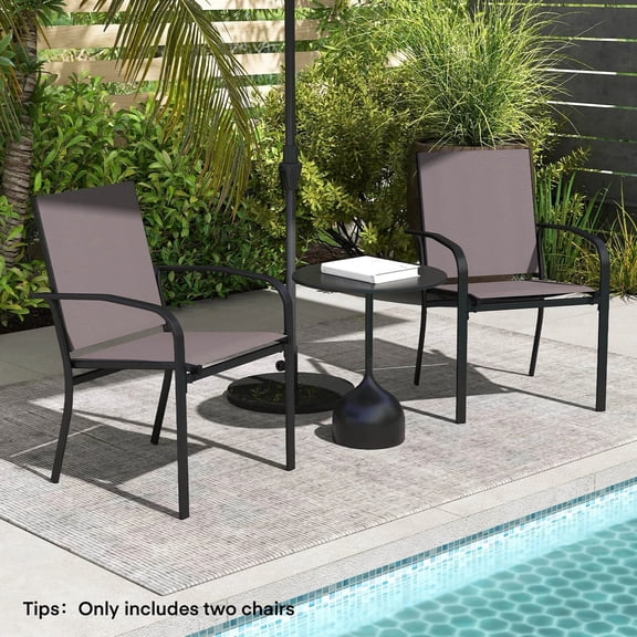 Auranook Outdoor Dining Chairs Set of 2 with Breathable Fabric Armrests High Back