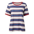 thumbnail image 6 of DHFJKG Womens Tops Striped Color Block Short Sleeve T Shirts Crewneck Casual Loose Fit Basic Tee Shirt Summer Stylish Tops, 6 of 7