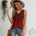 thumbnail image 4 of Qwertyu Womens Tank Tops V Neck Ruched Cute Summer Tops Loose Fit Casual Sleeveless Beach Vacation Clothes for Woman 2026 Wine S, 4 of 6