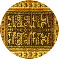 thumbnail image 1 of Ahgly Company Machine Washable Indoor Round Persian Yellow Traditional Area Rugs, 6' Round, 1 of 4