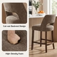 thumbnail image 5 of Usaint Chenille Bar Stools Set of 2, 26" Counter Height Barstools, Mid-Century Wooden Kitchen Island Chairs for Dining Room, Brown, 5 of 9