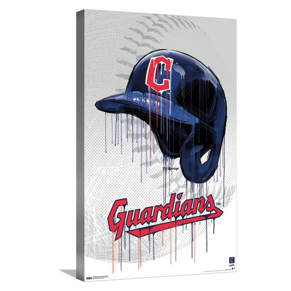 MLB Cleveland Guardians - Drip Helmet 22 Canvas Wall Poster, 14.725" x 22.375"