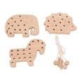thumbnail image 2 of Wood Lace Block, Thick Strong 3 Pieces Wooden Lacing Toy Safe Fine Motor Skill  For Education, 2 of 8