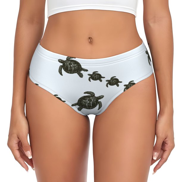 Fotbe Sea Turtle Calzones Estampados para Mujer – Ropa Interior de Algodón, Cómoda, Suave y Elástica-Small