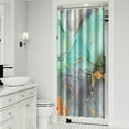 thumbnail image 2 of Small Stall Shower Curtain for Bathroom,Marble Shower Curtain Green Modern Abstract Narrow Shower Curtain for Bathroom,Waffle Textured Shower Curtains Hotel Washable Water Repellent, 36W x 72L, 2 of 4