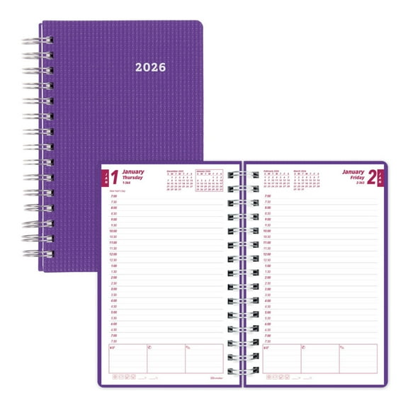 2026 Brownline DuraFlex Daily/Monthly Appointment Planner, 8" x 5", 50% Recycled, Purple, January To December, CB634V.PUR