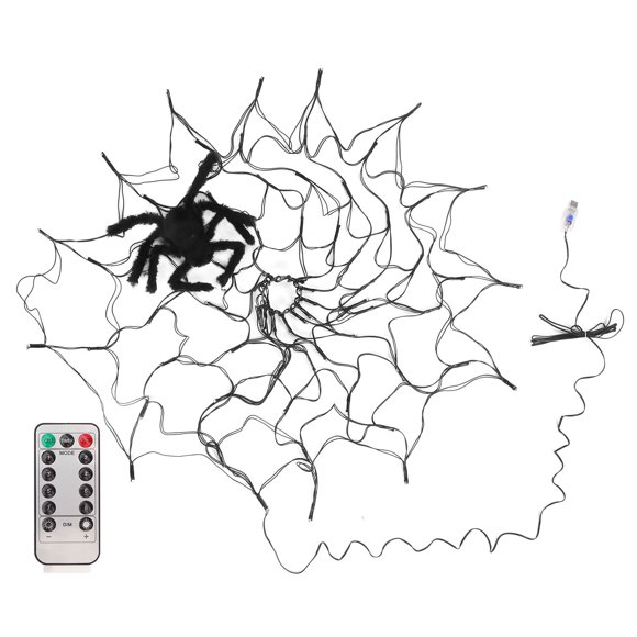Luces de telaraña de Halloween con 8 modos de iluminación, luz LED cálida, decoraciones de Halloween para setos de jardín, cercas, porches y paredes.