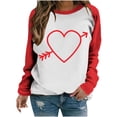thumbnail image 2 of ZyeKqe Crewneck Sweatshirt for Women Color Block Valentines Day Pullover Tops Cute Heart Printed Long Sleeve Shirts, 2 of 4