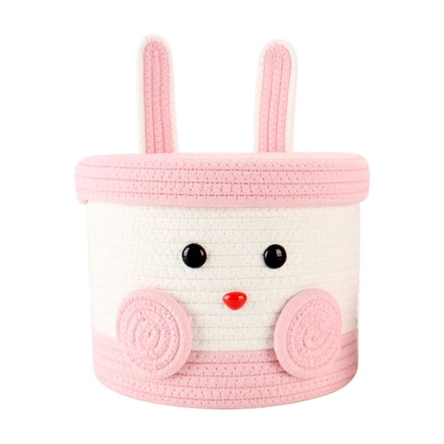 Woven Baskets for Storage Easter Rabbit Weaving Basket Cotton Rope Weaving Storage Basket Desktop Miscellaneous Snacks Toys Colorful Cotton Rope Storage Basket Easter Basket Toys