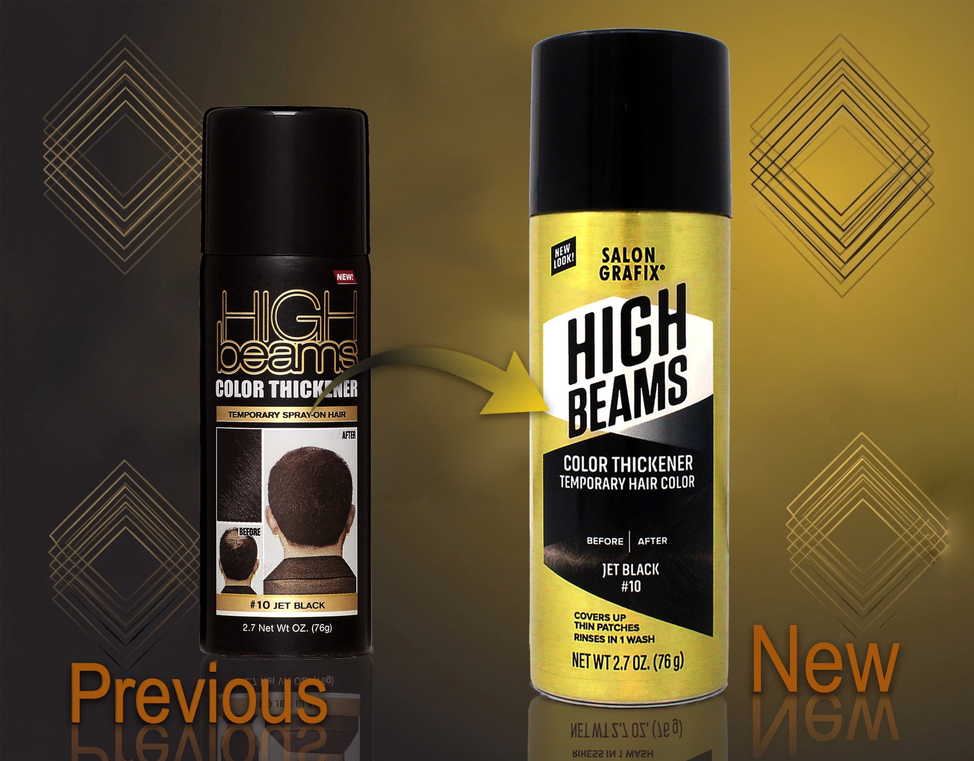 High Beams Color Thickener Temporary Spray-On Hair, Jet Black, 2.7