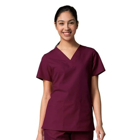 Red Panda Women's V-Neck Two Pocket Solid Scrub Top