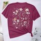 thumbnail image 4 of Camisetas de Verano de Mujer Pequeña Flor Impresa Cuello Redondo Manga Corta Superior, Verano Superior de las Mujeres, 4 of 6