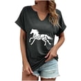 thumbnail image 5 of ALLLIST Women's Tops V Neck Holiday Short Sleeve T-Shirts Animal Print Trendy Gray Shirts Womens Clothing, 5 of 6
