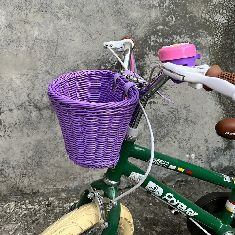 Alloet Bike Basket for Front Handlebar Kid Adult Bicycle Handlebar Wicker Basket Bike Decoration Waterproof with Leather Straps Accessories