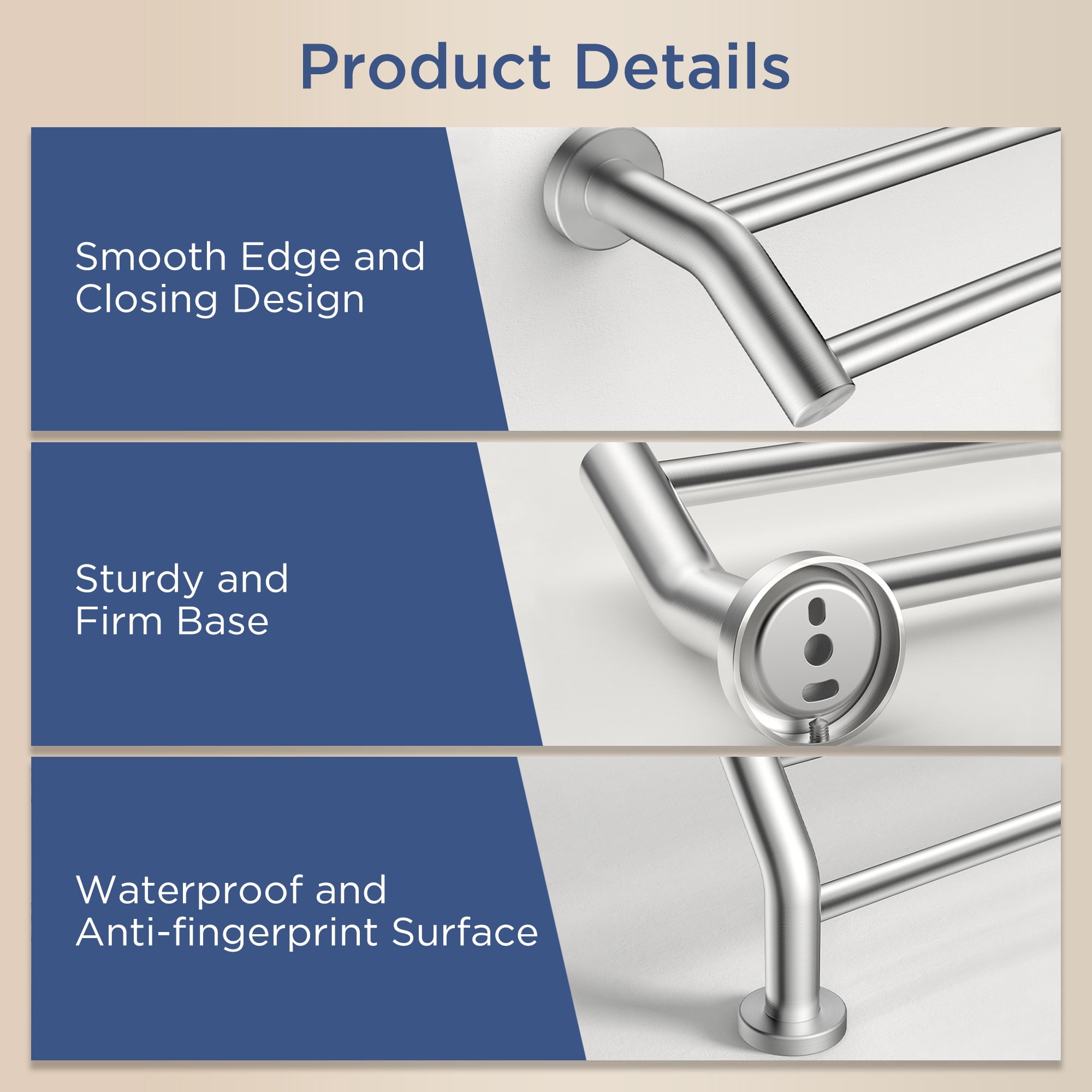 TVOFEK 24 inch Double Towel Bar for Bathroom, Stainless Steel Towel Racks Wall Mounted, Brushed Nickel Dual Towel Holder