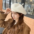 thumbnail image 6 of Knitted Berets for Women French Beret Hats for Women Trendy Painter Cap Beanies Warm Fall Winter Hat Tea Party, 6 of 7