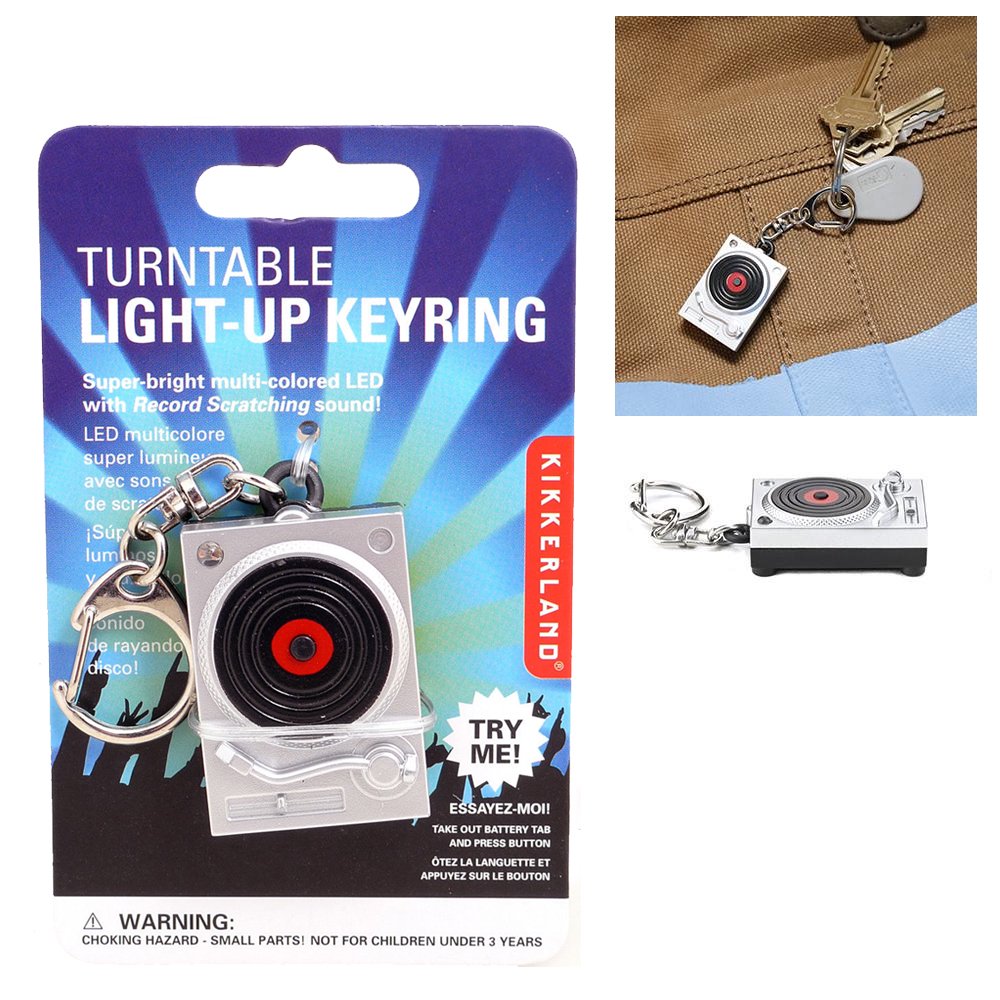 AllTopBargains New DJ Turnable LED Keyring Scratch Sound Light Up Key