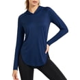 thumbnail image 6 of Cadmus Women's 3 Pack Workout Long Sleeve shirts UPF 50+ Sun Protection Dry Fit Running Shirts with Hoods,Navy,Sky blue, White, 6 of 8