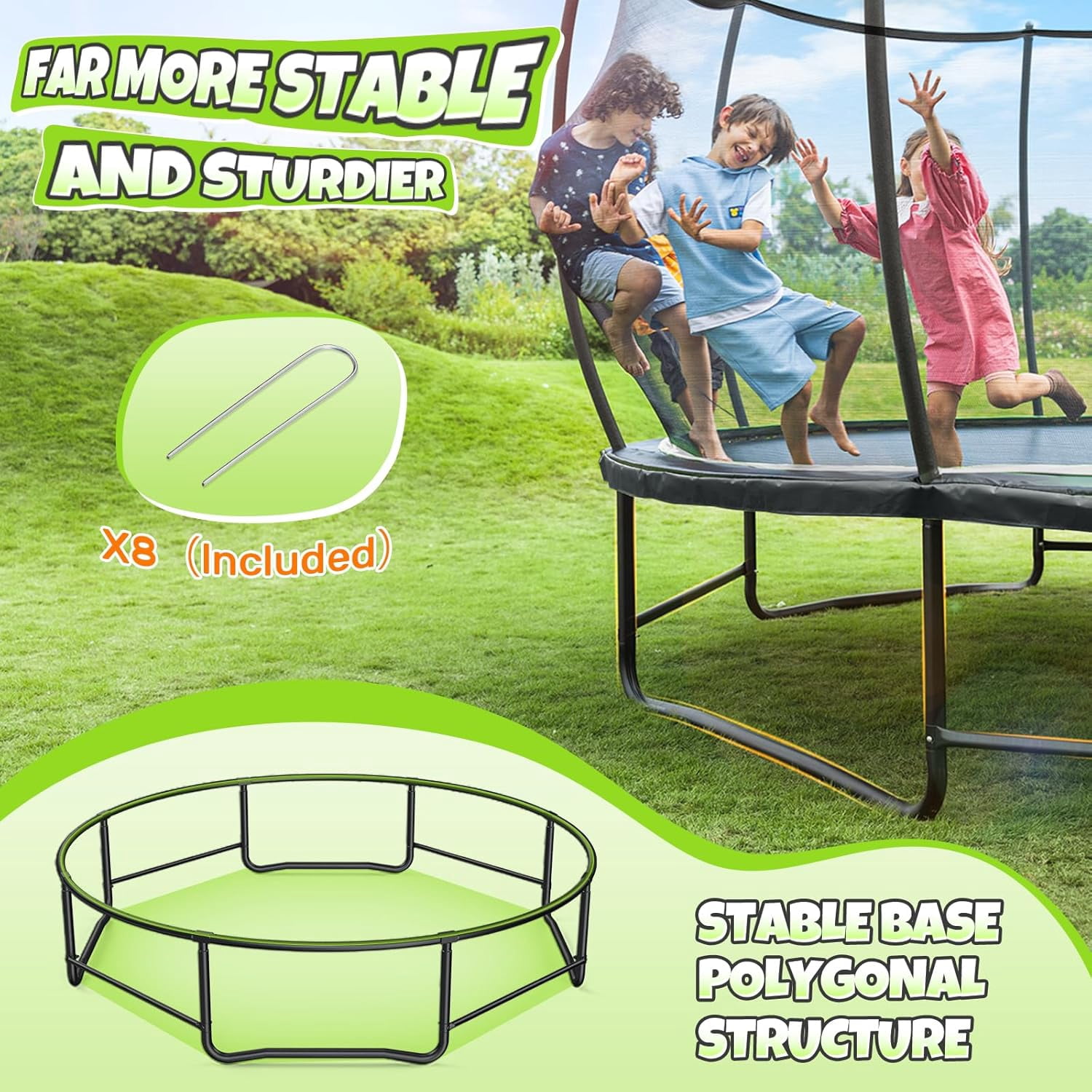 BCAN 14FT Recreational Trampoline with Enclosure for Kids Adults, Outdoor Trampolines with Ladder for Kids