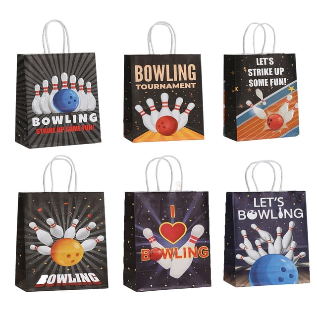 Bolsa de regalo de papel kraft blanco con diseño de bolos, paquete de 12