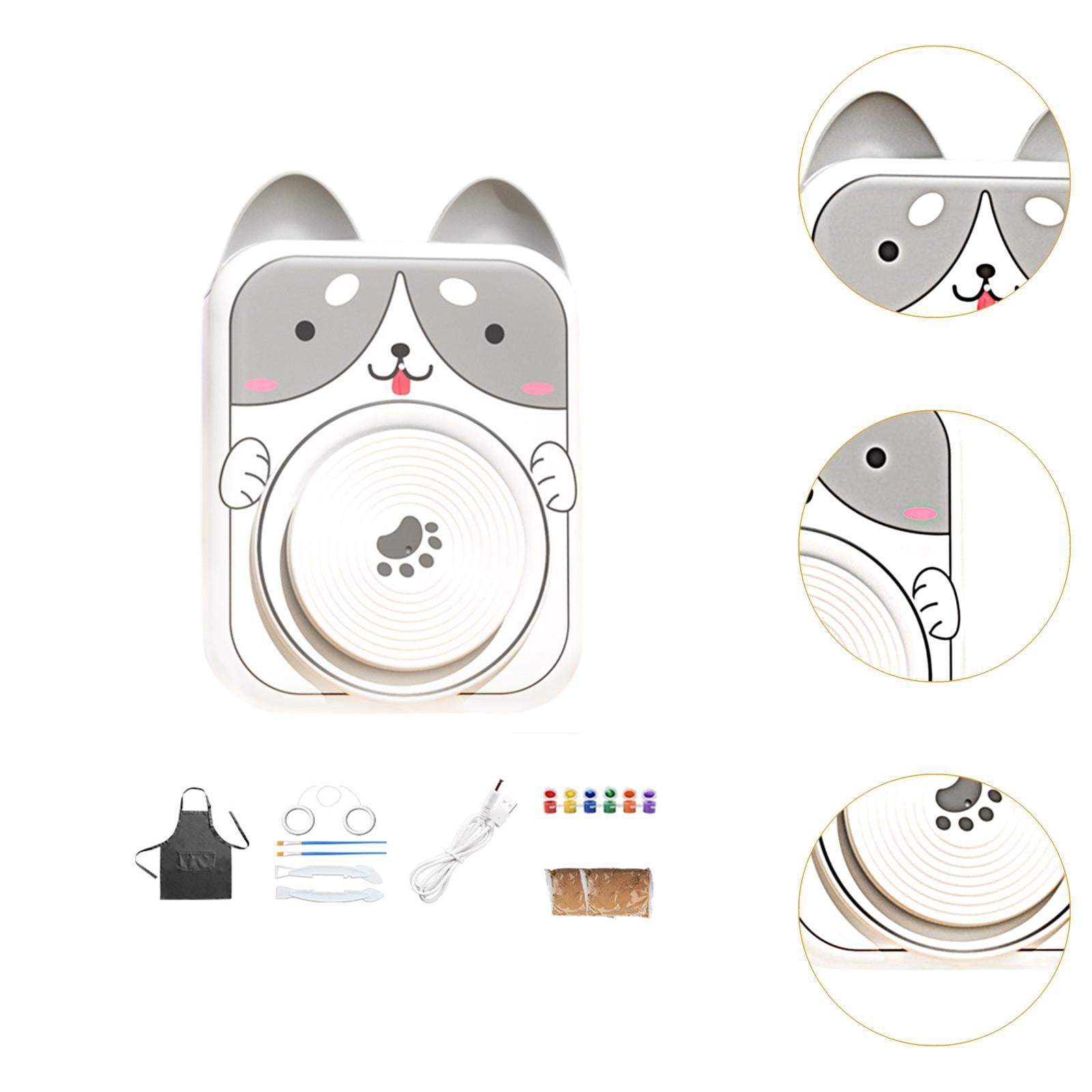 Tachiuwa Electric Pottery Wheel Set for Kids Porcelain Machine ,DIY Pigments, Beginner Pottery Machine Complete Pottery Kit Dog