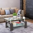 thumbnail image 1 of Costway Rectangle Glass Coffee Table Metal Legs End Table Livingroom Black, 1 of 7