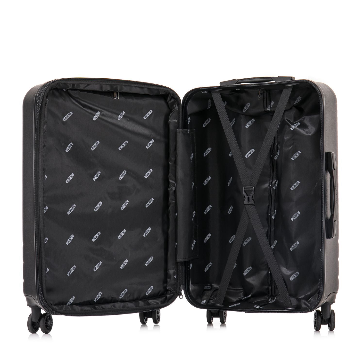 DUKAP ZAHAV 28" Hardside Lightweight Checked Luggage with Spinner Wheels, Handle and Trolley, Black