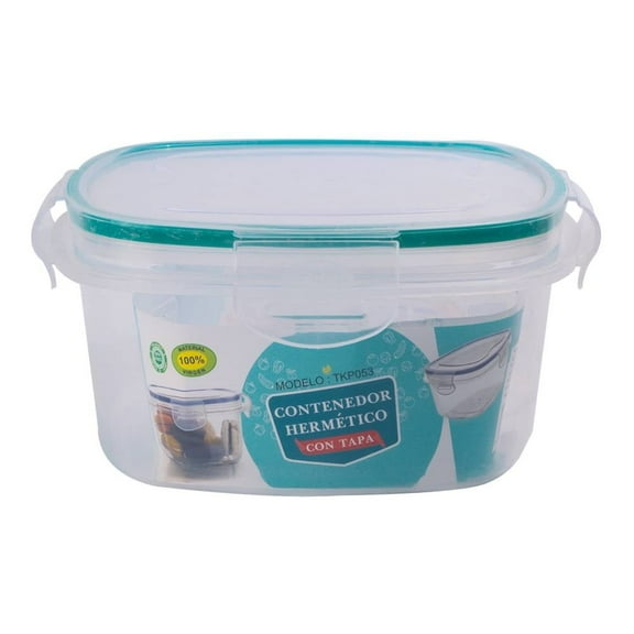 Contenedor Prichos Cuadrado Tapa Hermética de Clip Plástico Transparente 1150 ml