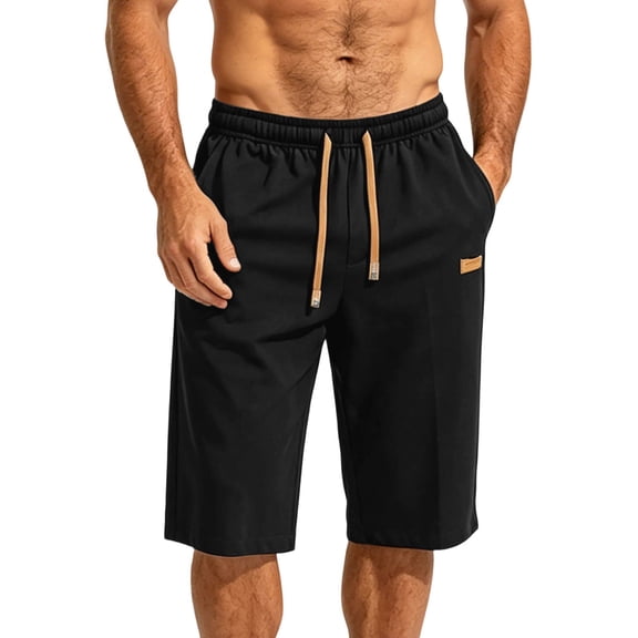Fwqbns Men's Casual Quick Dry Summer Beach Shorts Drawstring Lightweight Shorts with Pockets for Vacation Beach Black
