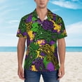 thumbnail image 2 of Xecao Mardi Gras7 print Hawaiian shirt - a stylish short-sleeve button-down for men, perfect for casual beach and tropical outings., 2 of 9