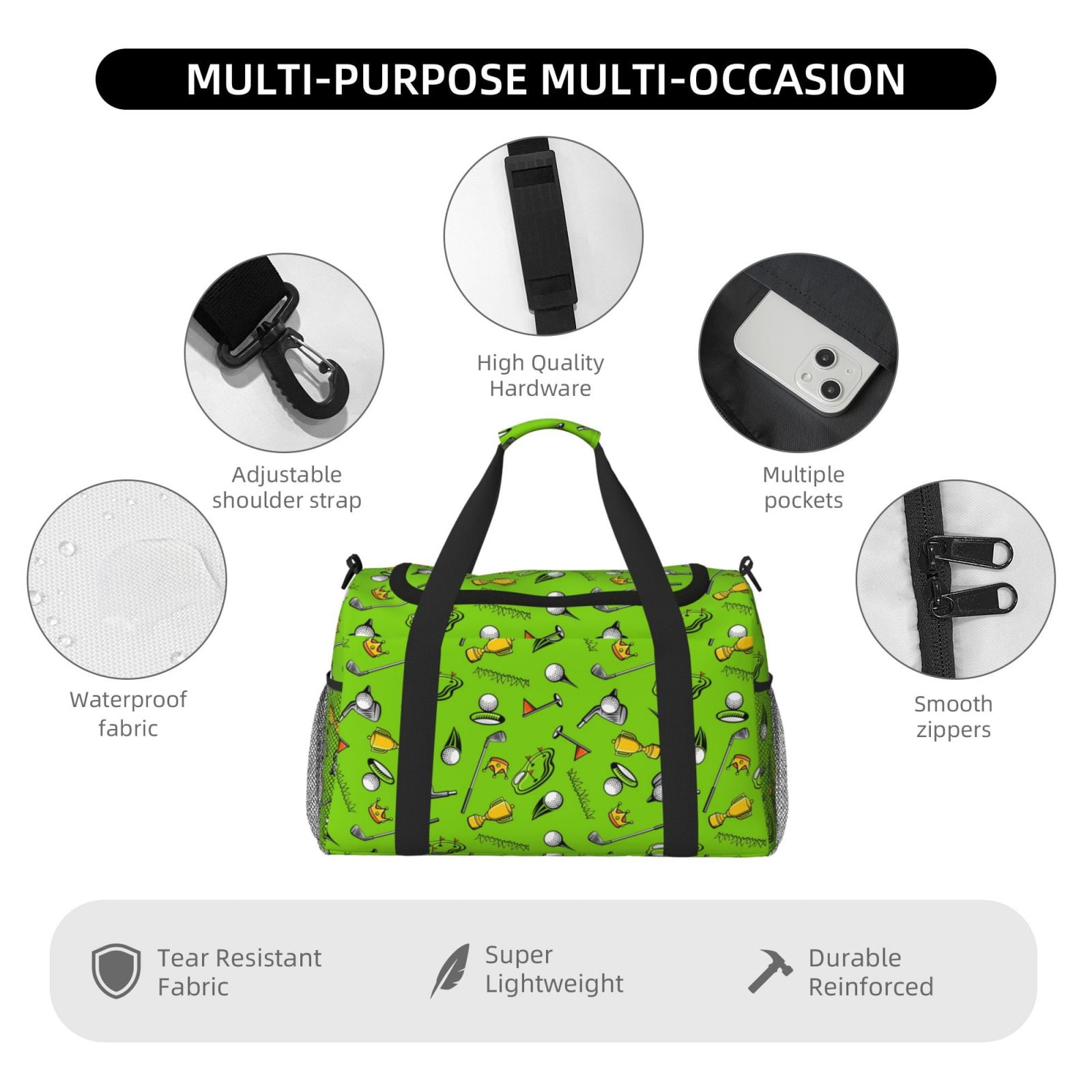 Fuzoiu Golf Sport Club Print Travel Duffle Bag,Carry On Tote Bags,Duffel Bag,Sport Gym Bag, Hospital Bag for Labor and Delivery, Overnight Bag,Luggage Bag