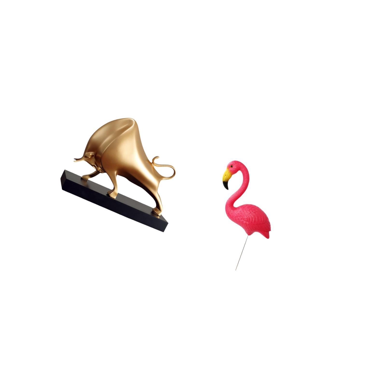 CoudarTitie Bull Sculpture Home Decor Tabletop Crafts Ox Abstract Statue Cattle Figurine Desk Living Room Bedroom Entrance Bird Figurine Yard Art Ornament Garden Accessories Flamingo Stake