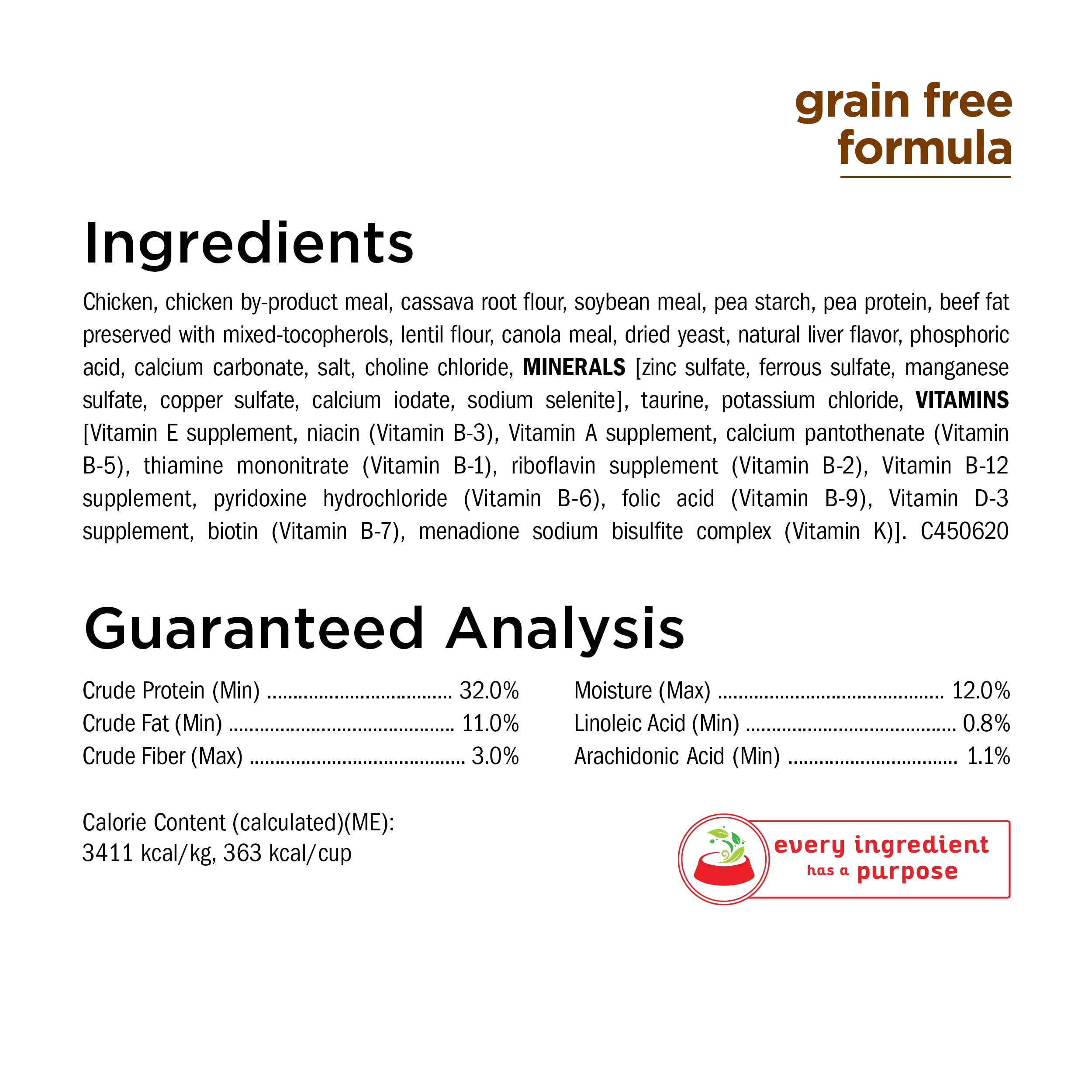 Purina Cat Chow Natural Grain Free Dry Cat Food, Naturals With Real Chicken - 3.15 lb. bag