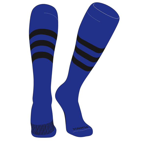 PEAR SOX Striped OTC Baseball, Softball, Football Socks (A) Royal, Black (XS)