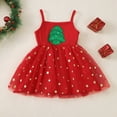 thumbnail image 2 of Gubotare Baby Christmas Dress Girl Girls Ruffle Trim Dress Print and Solid Color A-line Swing Flared Belted Casual Party Dress with Zipper Size 6 12 Months(Red,6-12 Months), 2 of 8