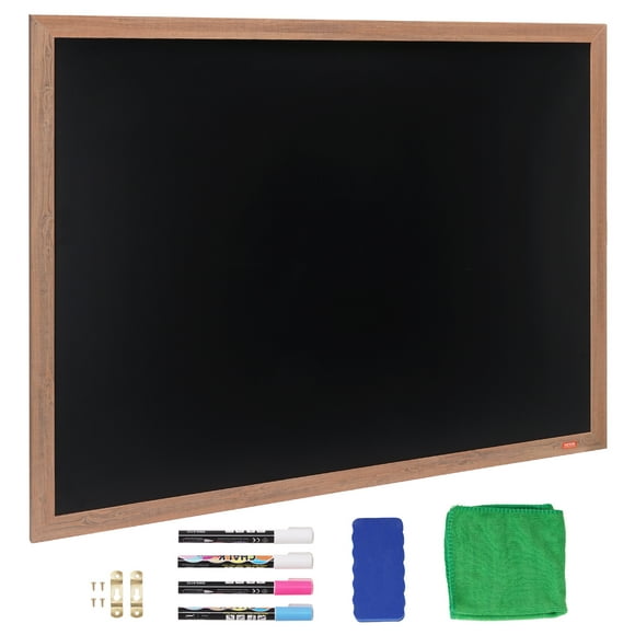 VEVOR Magnetic Chalk Board, Hanging Message Signs with Chalks & Eraser, Vintage Wooden Chalkboard Sign, Rustic Brown Framed Calendar and Bulletin Combo Boards, 35"x46", Kitchen, Home Decor, Wedding