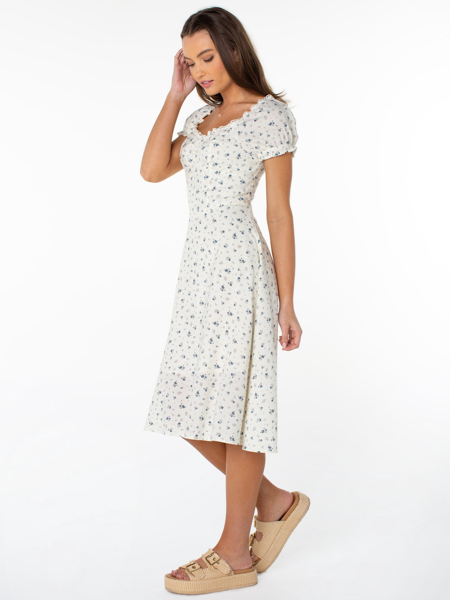 Celebrity Pink Women's and Women's Plus Puff Sleeve Midi Dress, Sizes XS-4X
