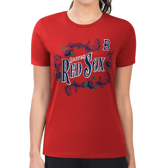 Women's G-III 4Her by Carl Banks  Red Boston Red Sox Super-Slim Fit Lightweight Retro Roses T-Shirt