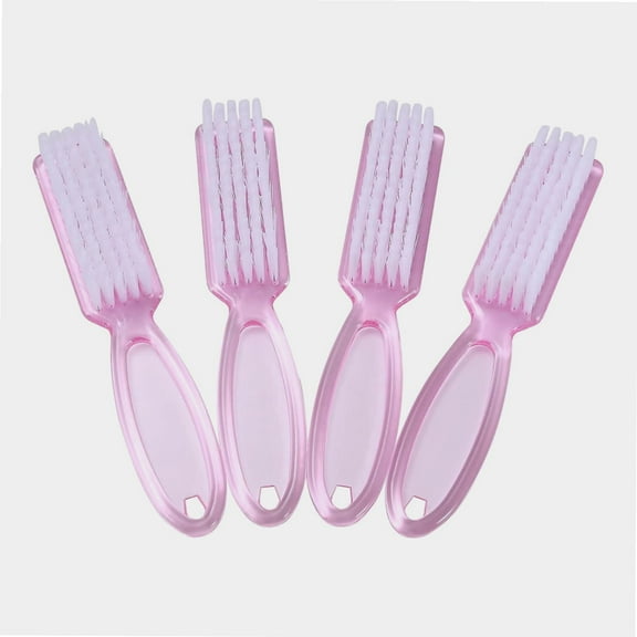 Nail Brush Fingernail Cleaner, 4 Pack Hand Scrub Cleaning Brush Plastic Hand Finger Toes Scrubbing Brush, Pedicure Nail Scrubber,Clear Pink