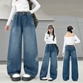 thumbnail image 7 of MuXiKeJi Clothes Girls Jeans With Bows Embroidered Loose Fit Wide Leg Straight Denim Pants Fashion Casual Bottoms for Kids Girls Jeans, 7 of 7