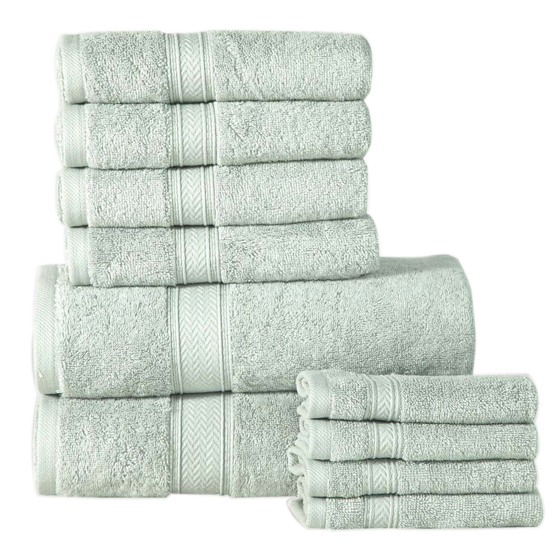 Rice Weave 4 Piece Cotton Bath Towel Set 100% Cotton 600 GSM Absorbent SILVER 