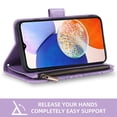 thumbnail image 4 of Zipper Wallet Cell Phone Case For Samsung Galaxy A10 A10S A10e A11 A12 A13 A14 A20 A30 A20S A20e A21 A21S A22 A22S A23 A24 5G 4G A01S A04S A 11 12 13 14 20e 14A 23A A135G A145G SM-A146U A136U A236V Fl, 4 of 5